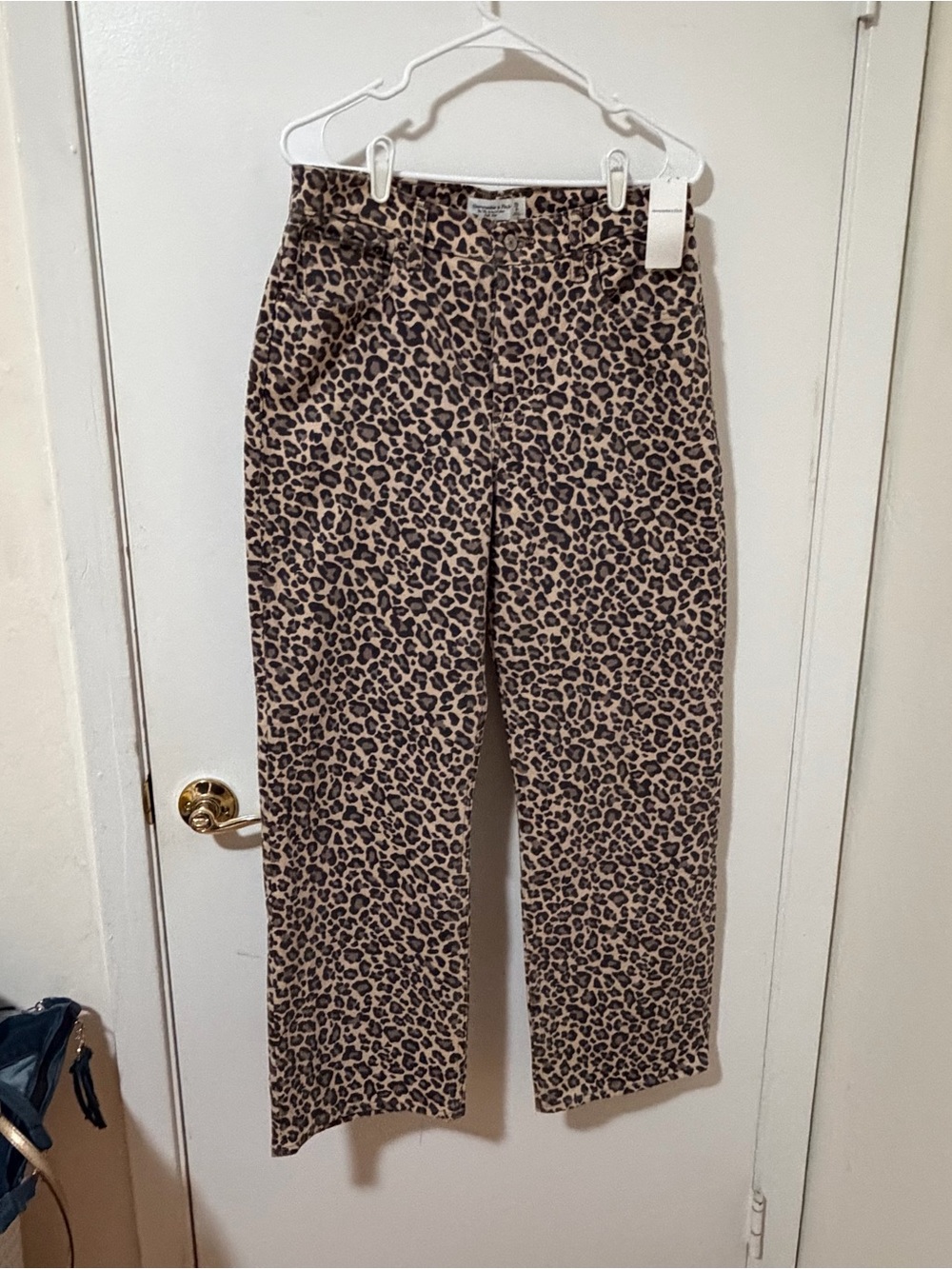 Leopard Print wide-Leg Abercrombie Pants - Tan & Black